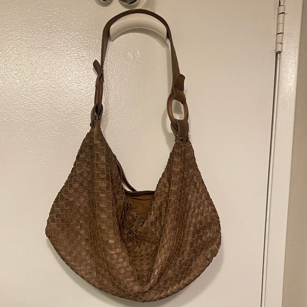 Valentina Tan Woven Hobo Bag